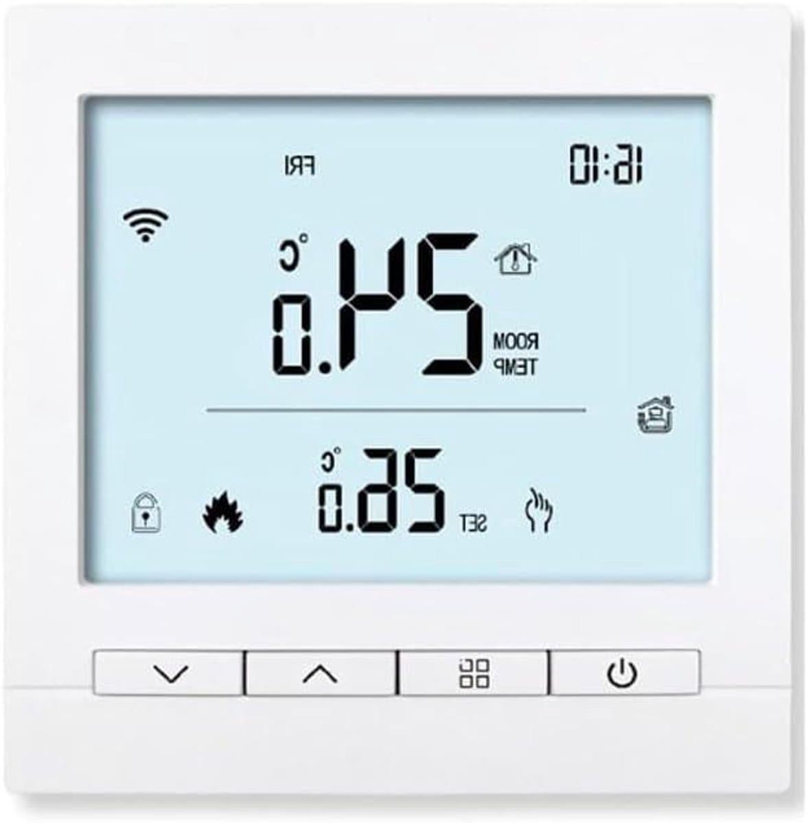 Slimme Thermostaat - App Bediening - Vloerverwarming Instellen - Programmeerbaar Schema - 8.5 x 8.5 cm - Wit — afbeelding 1