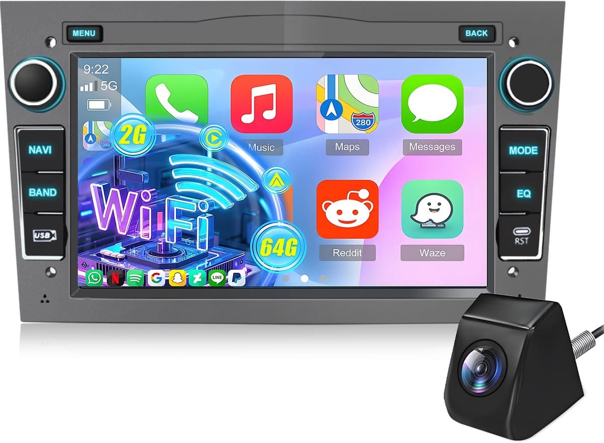 Hexinex Autoradio - Geschikt Voor Opel Astra H Corsa C/D Meriva Zafira B - 2GB + 64GB - Draadloos Apple Carplay & Android Auto - 7-inch Touchscreen Achteruitrijcamera — afbeelding 1