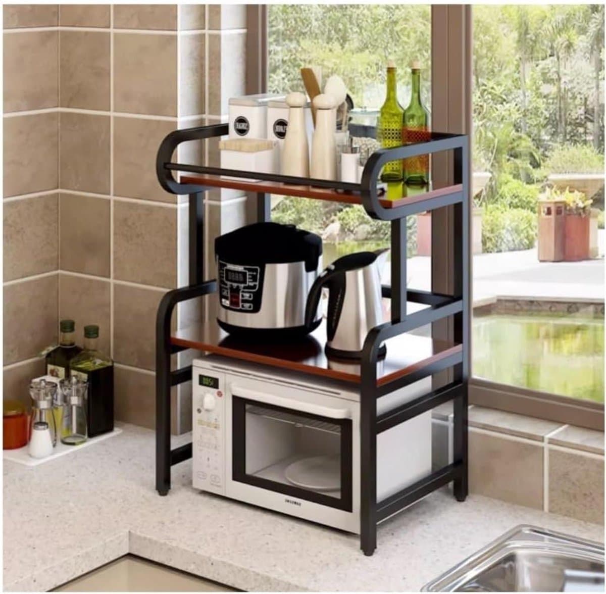 Magnetron Standaard - Keukenrek Oven - Keuken Organiseren - Verdikt Smeedijzer - Rechthoekig - A — afbeelding 1