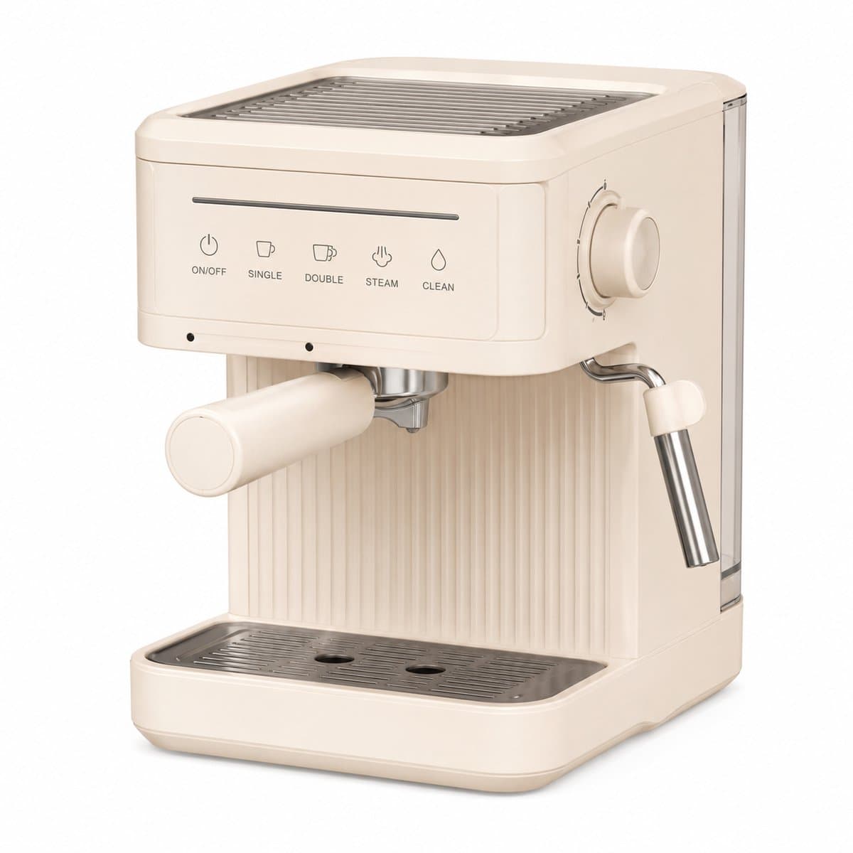 Jurrys Espressomachine - Koffiemachine - Pistonmachine - Cappuccinoapparaat - Melkopschuimer - 1.5L Inhoud - 20 bar - Beige — afbeelding 1