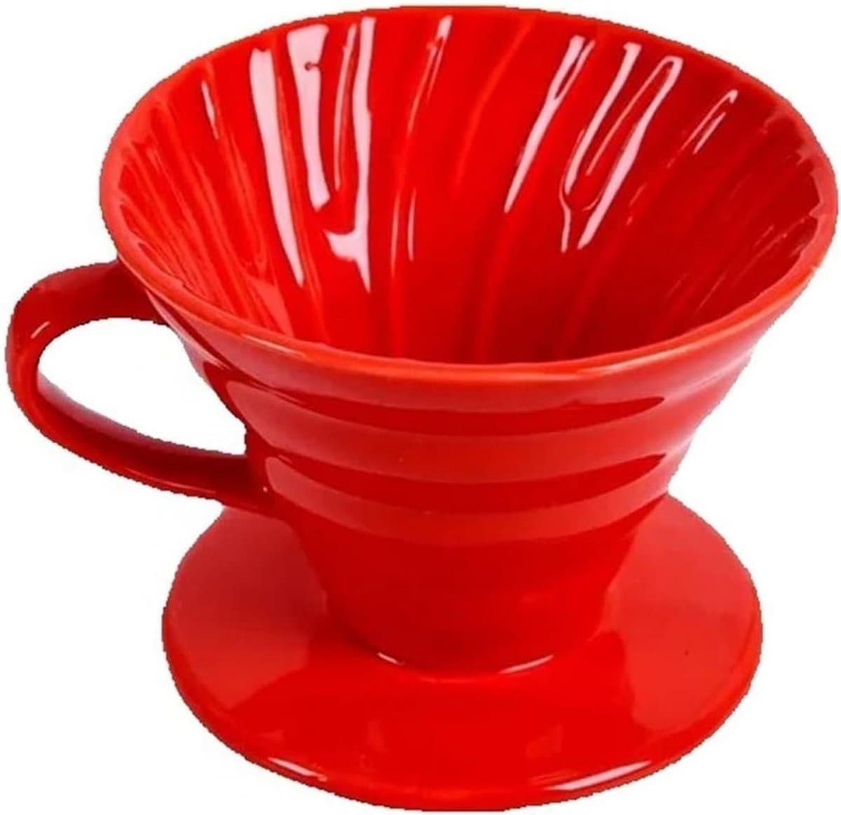Koffiedruppelaar Keramiek - Koffiefilterhouder - Koffie Zetten - Motorstijl Ontwerp - 1-4 Kopjes - Rood — afbeelding 1
