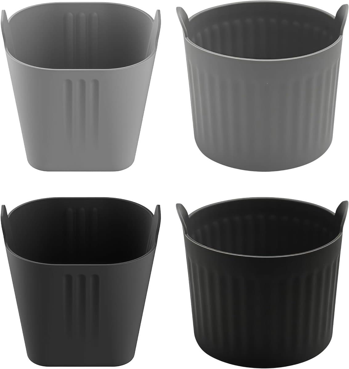 4-delige herbruikbare muffinblikken van siliconen voor airfryer en oven, BPA-vrij, ideaal voor mini muffins en snacks, grijs en zwart — afbeelding 1