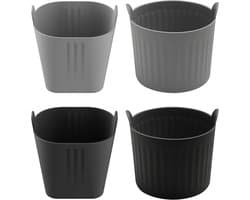 4-delige herbruikbare muffinblikken van siliconen voor airfryer en oven, BPA-vrij, ideaal voor mini muffins en snacks, grijs en zwart