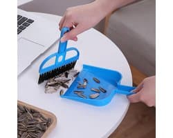 Miniatuur Handveger Stoffer - Desktop Veegset - Bureau Schoonmaken - Ergonomisch Ontwerp - Compact Formaat - Blauw