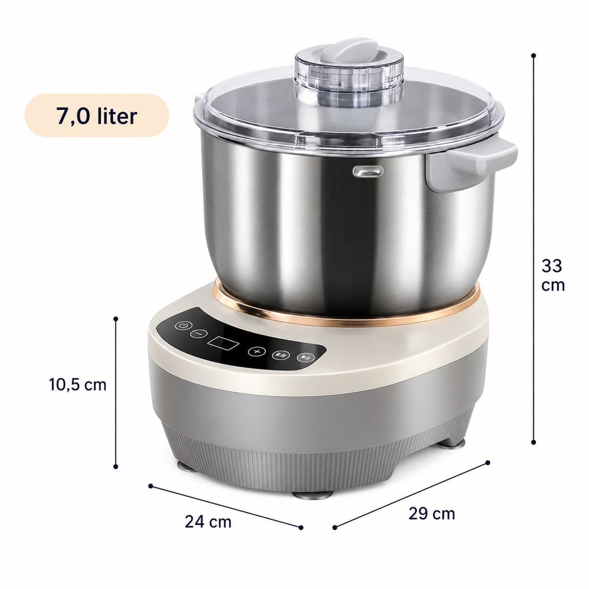 Jensaro Deegkneedmachine 7L - Elektrische Deegmixer Met Fermentatie/Rijsfunctie - RVS Mengkom - Voor Brood, Pizza Of Koekjes — afbeelding 1