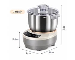 Jensaro Deegkneedmachine 7L - Elektrische Deegmixer Met Fermentatie/Rijsfunctie - RVS Mengkom - Voor Brood, Pizza Of Koekjes