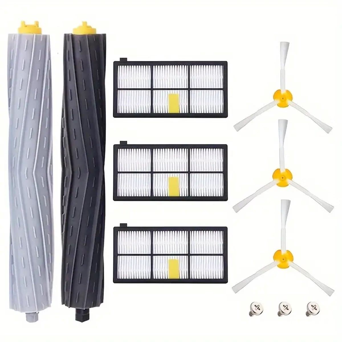 iRobot Roomba Accessoires Set – Compatibel met Serie 800 t/m 980 – 2 Rubber Hoofdrollen – 3 Zijborstels – 3 HEPA Filters – Complete Vervangingsset – Geschikt voor Roomba 860 865 870 880 960 966 980 – Onderhoudsset Robotstofzuiger — afbeelding 1