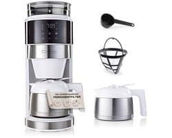 Barista koffiemachine met digitaal touchdisplay 800W wit met bonenmaler + thermoskan