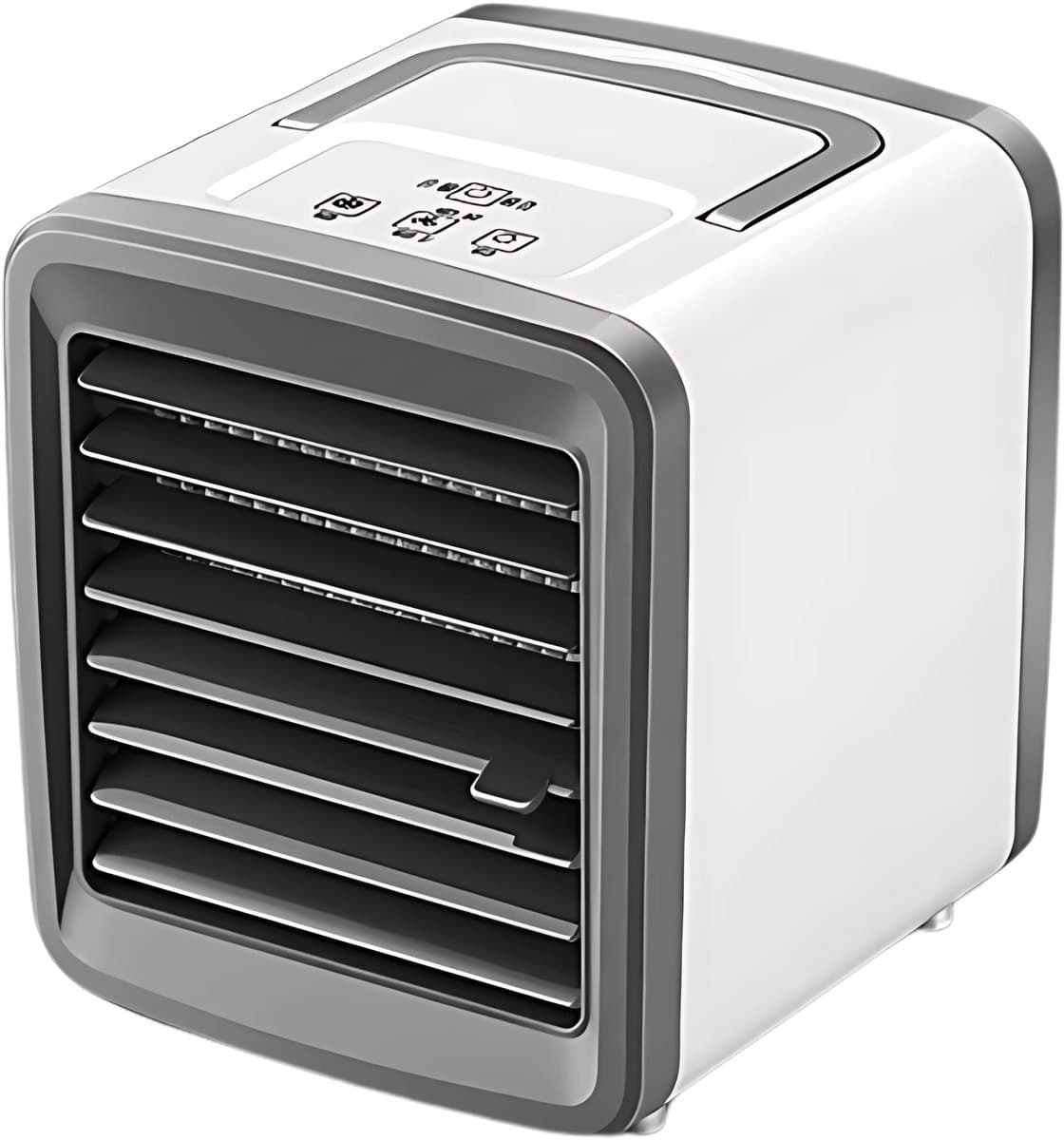 Mobiele Aircooler - Ventilator & Nachtlamp - Luchtkoeler met Waterreservoir - Verkoeling voor Thuis & Kantoor - USB Aansluiting - 3-in-1 Koelsysteem - Wit/Grijs — afbeelding 1