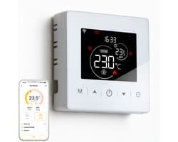 Slimme Thermostaat WiFi voor CV-Ketel - Programmeerbaar - Appbediening en Spraakbesturing - Werkt op 3 AA Batterijen - Vorstbeveiliging - Wit