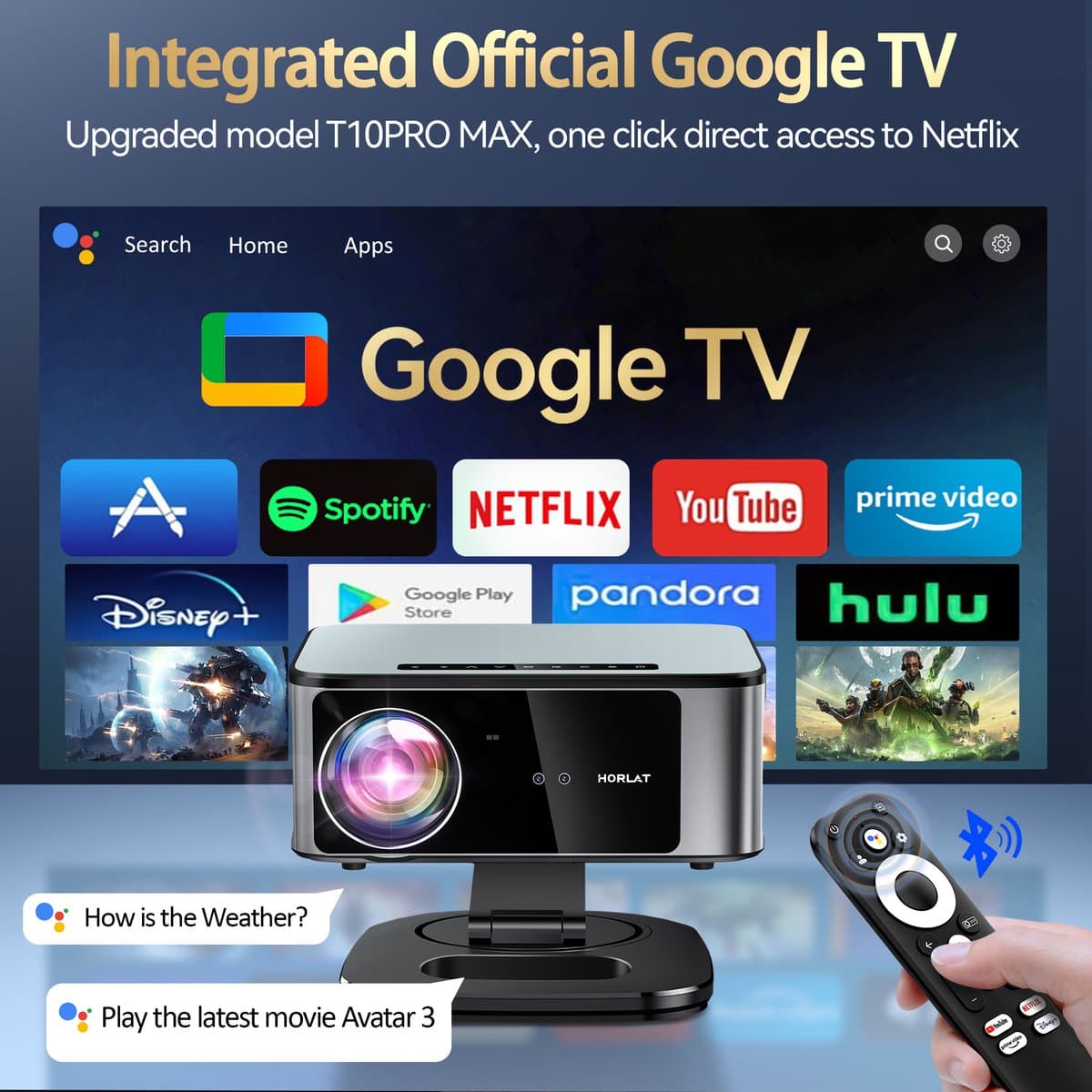 Beamer 3200 ANSI Lumen - Full HD 1920x1080 Resolutie - LED Lichtbron - Android 14 Systeem - Home Theater Projector — afbeelding 1