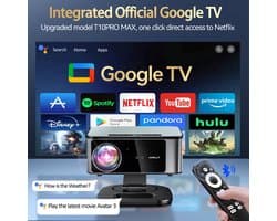 Beamer 3200 ANSI Lumen - Full HD 1920x1080 Resolutie - LED Lichtbron - Android 14 Systeem - Home Theater Projector