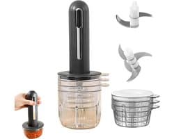 Elektrische knoflookpasta-mixer - hakmolen - multifunctionele keukenmachine - USB-aangedreven - compact keukengereedschap - geschikt voor gehakt - knoflookpasta-bereiding en het hakken van fruit en groenten - zwart