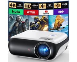 Beamer Draagbare Native 1080p Full HD - LED Projector - 1920 x 1080 Resolutie - Bluetooth HDMI USB - Voor Thuisbioscoop Gaming Onderwijs