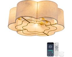 Plafondventilator met Verlichting 50x50x20 cm – Ventilatorlamp met LED-Verlichting – Modern Design – Voor Slaapkamer – Koper