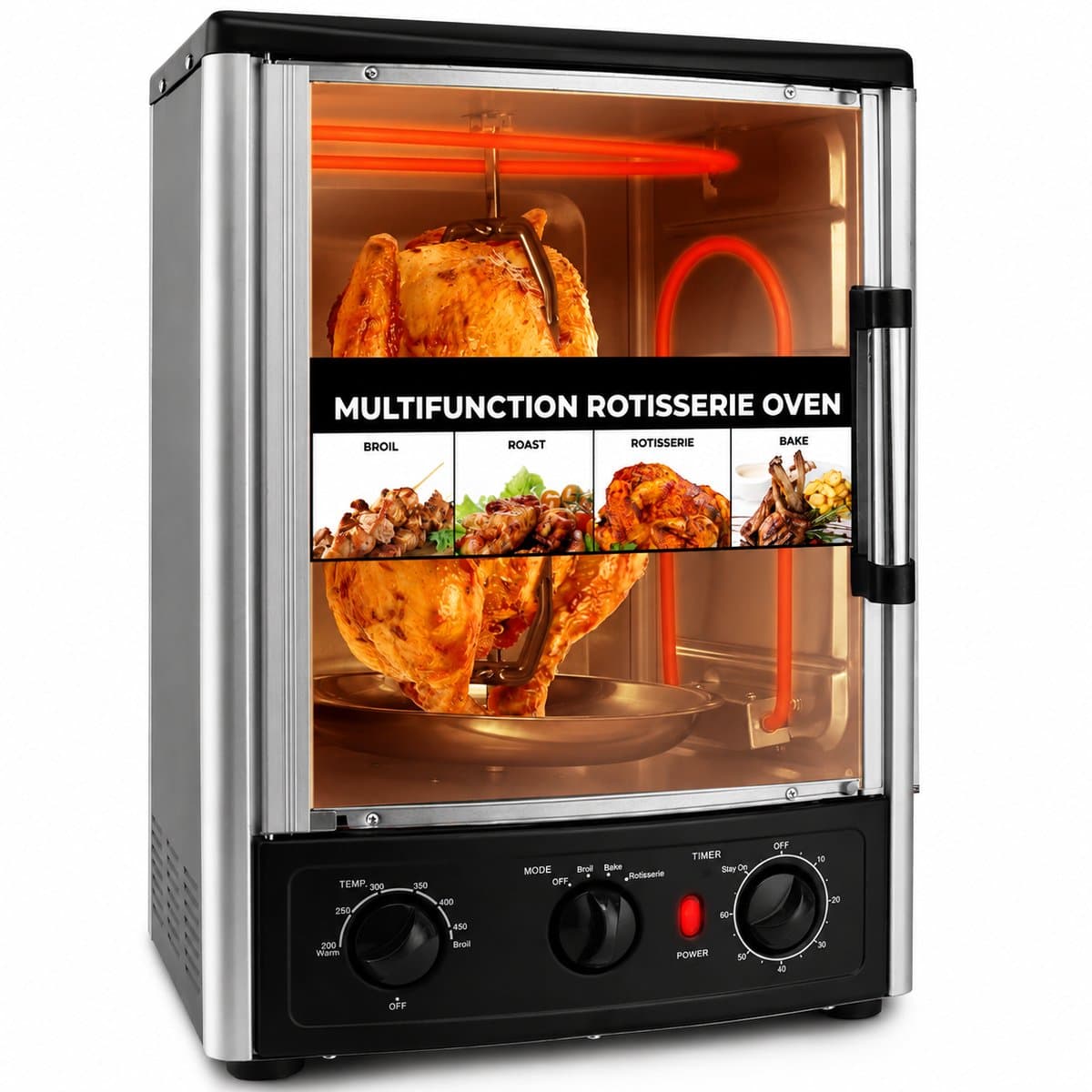 Vrijstaande Oven 24L – 1500W Heteluchtoven met Rotisserie – Timer 60 Min – Tot 240°C – Zwart — afbeelding 1