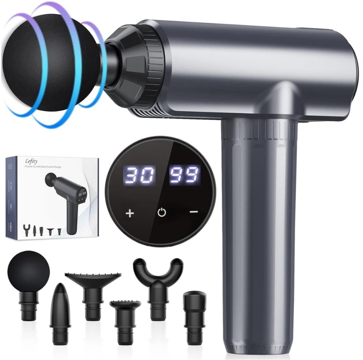 Massagengun - Massage Pistool - Massage Gun - Grijs - 19cm x 18cm x 6cm — afbeelding 1