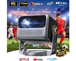 ULTIMEA Beamer, Smart 1080P Full HD Projector, 900 ANSI Lumen, Android TV 14.0, Dolby Audio, Thuisbioscoop, 6D Keystone, Zwart, Nova C40