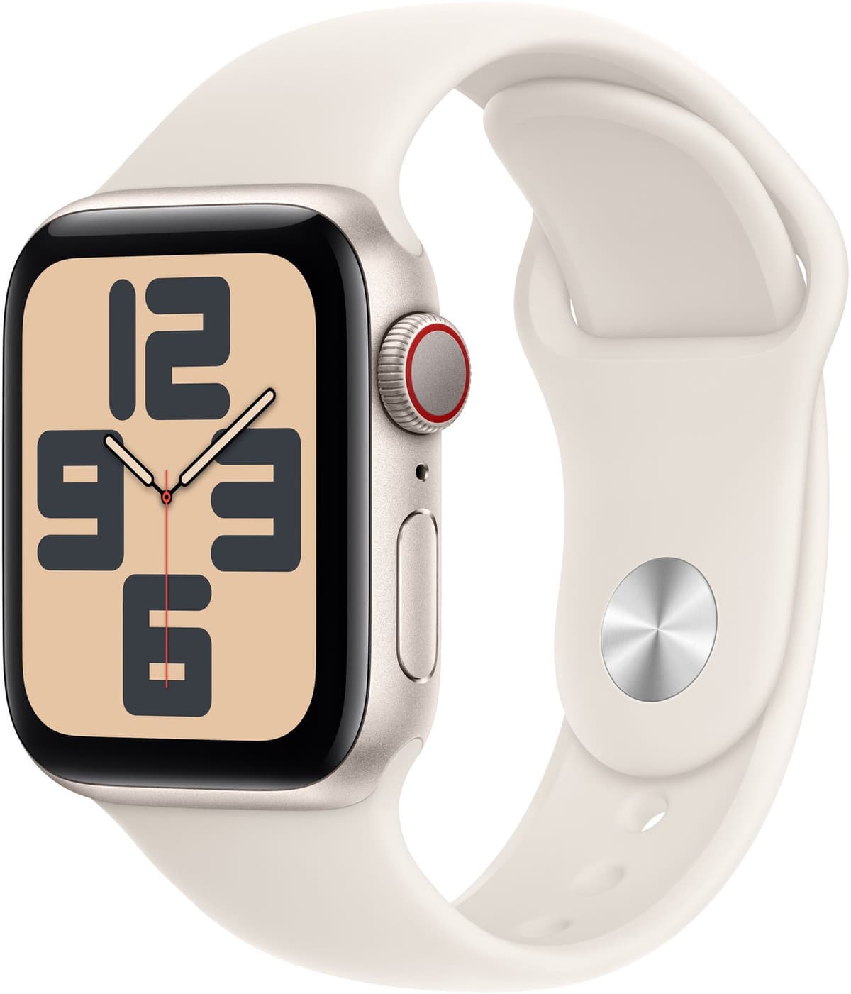 Apple Watch SE 2024 GPS + Cellular 40mm Starlight Aluminium Case with Starlight Sport Band - S/M — afbeelding 1