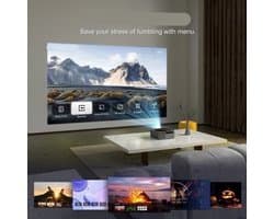 Beamer - Projector - Mini Projector - Full HD Native 1080P - met 120-inch E-ALR Projectorscherm & Stand – Outdoor Camping & Home Theater – EU Plug