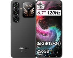 OUKITEL P2 Plus Smartphone 5G - 6,7" - 36GB RAM - 256GB ROM - Android 16 - 5000mAh 45W - GPS NFC OTG - mobiele telefoon - Zwart