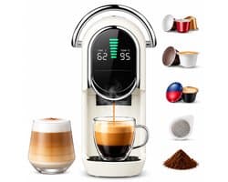 Espressomachine 5-in-1 – 20 Bar – Warm en Koud – 7 Waterstanden – LED Display – 1450 W – Wit