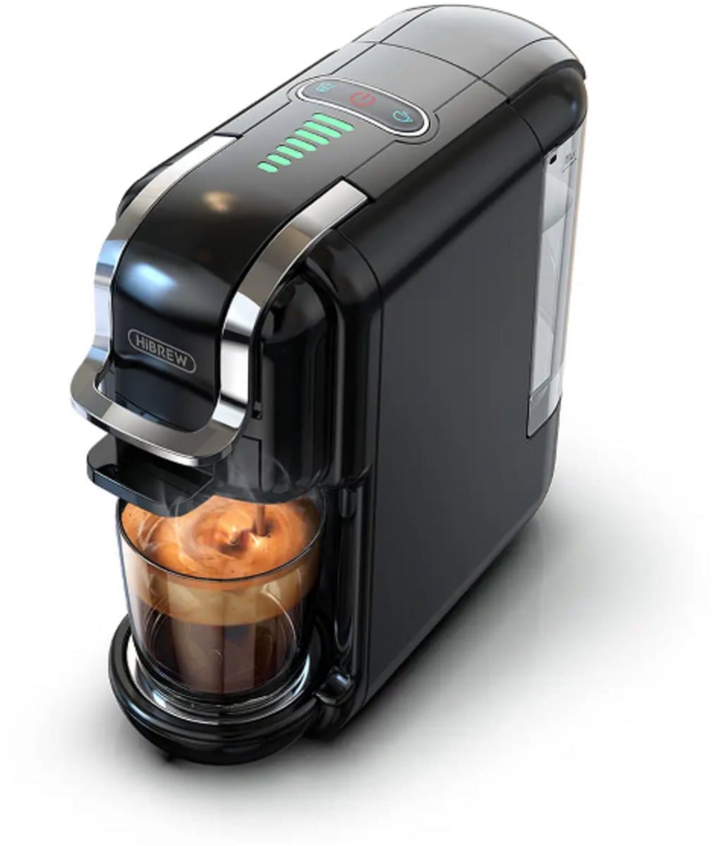 5-in-1 Multifunctionele koffiezetapparaat warm/koud, cappuccino en Nespresso-compatibel, compact, geschikt voor ESE-pads en gemalen koffie, voor cafetaria’s, 20 bar, zwart, H2B — afbeelding 1