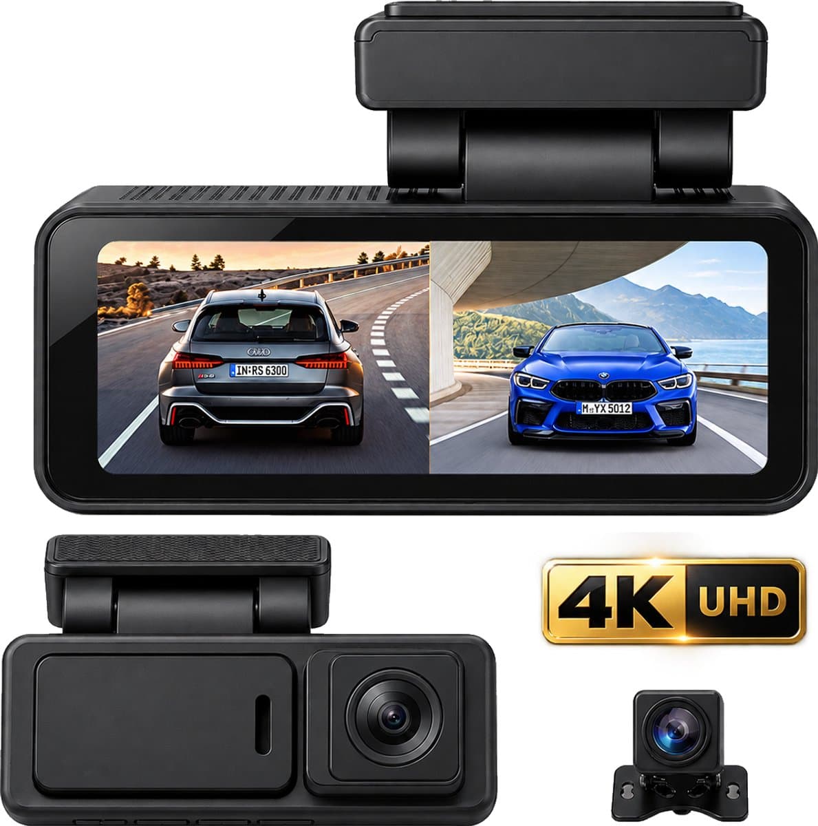 Nexeli NX-DC-10 2CH Mini Dashcam – 64GB – 4K Ultra HD Voor & Full HD 1080P Achter – WiFi – GPS – LCD Scherm – Dashcam voor Auto – Auto Camera — afbeelding 1