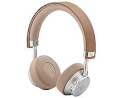 Draadloze on-ear Bluetooth hoofdtelefoon met microfoon, verstelbare beugel en draagtas - Beige/Nude
