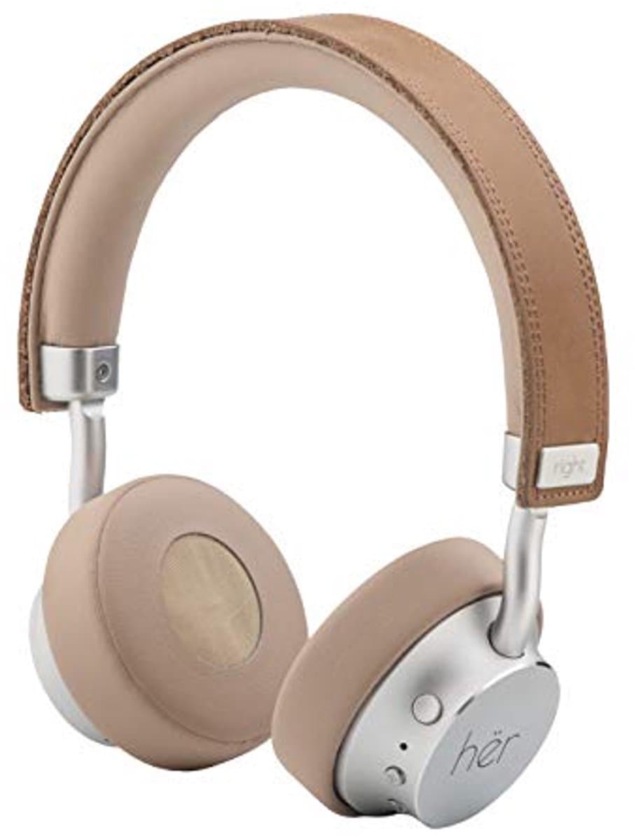 Draadloze on-ear Bluetooth hoofdtelefoon met microfoon, verstelbare beugel en draagtas - Beige/Nude — afbeelding 1