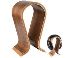 Houten Hoofdtelefoon Stand - Omega Design voor Hoofdtelefoons met Walnoot Afwerking