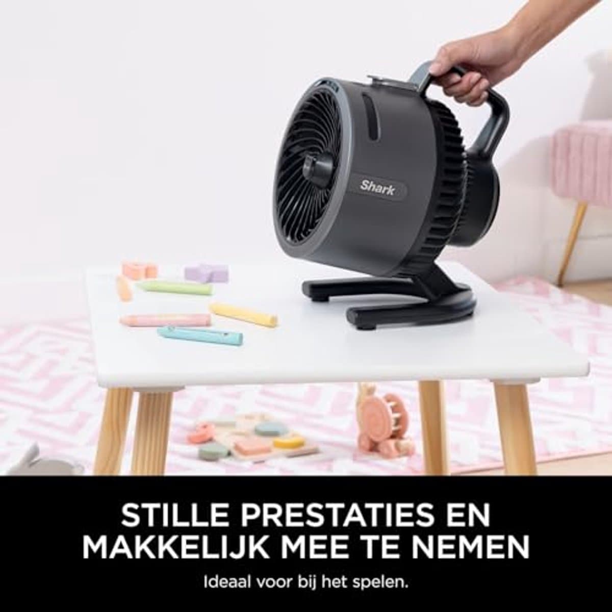 Krachtige Draagbare Ventilator met Verneveling, Stille en Duurzame Koeling voor Binnen en Buiten, Draadloos en Compact, Luchtstroom tot 20 Meter — afbeelding 1