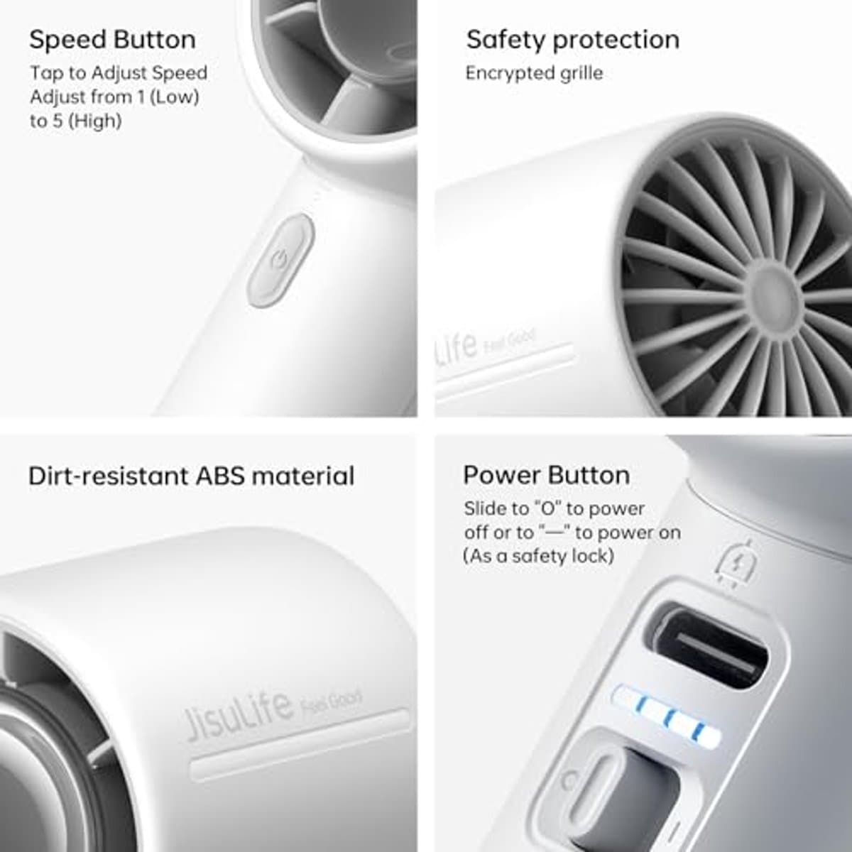 Draagbare Mini Handventilator met 4000mAh Batterij - 5 Snelheden, Tot 22 Uur Koeling voor Reizen en Buiten — afbeelding 1