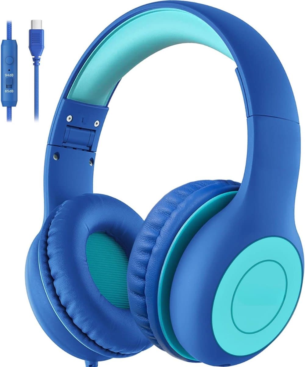 Koptelefoon kinderen met draad - Kinderkoptelefoon - Bedrade hoofdtelefoon - Veilig volume - School - Tablet - Laptop - Reizen - Muziek luisteren — afbeelding 1