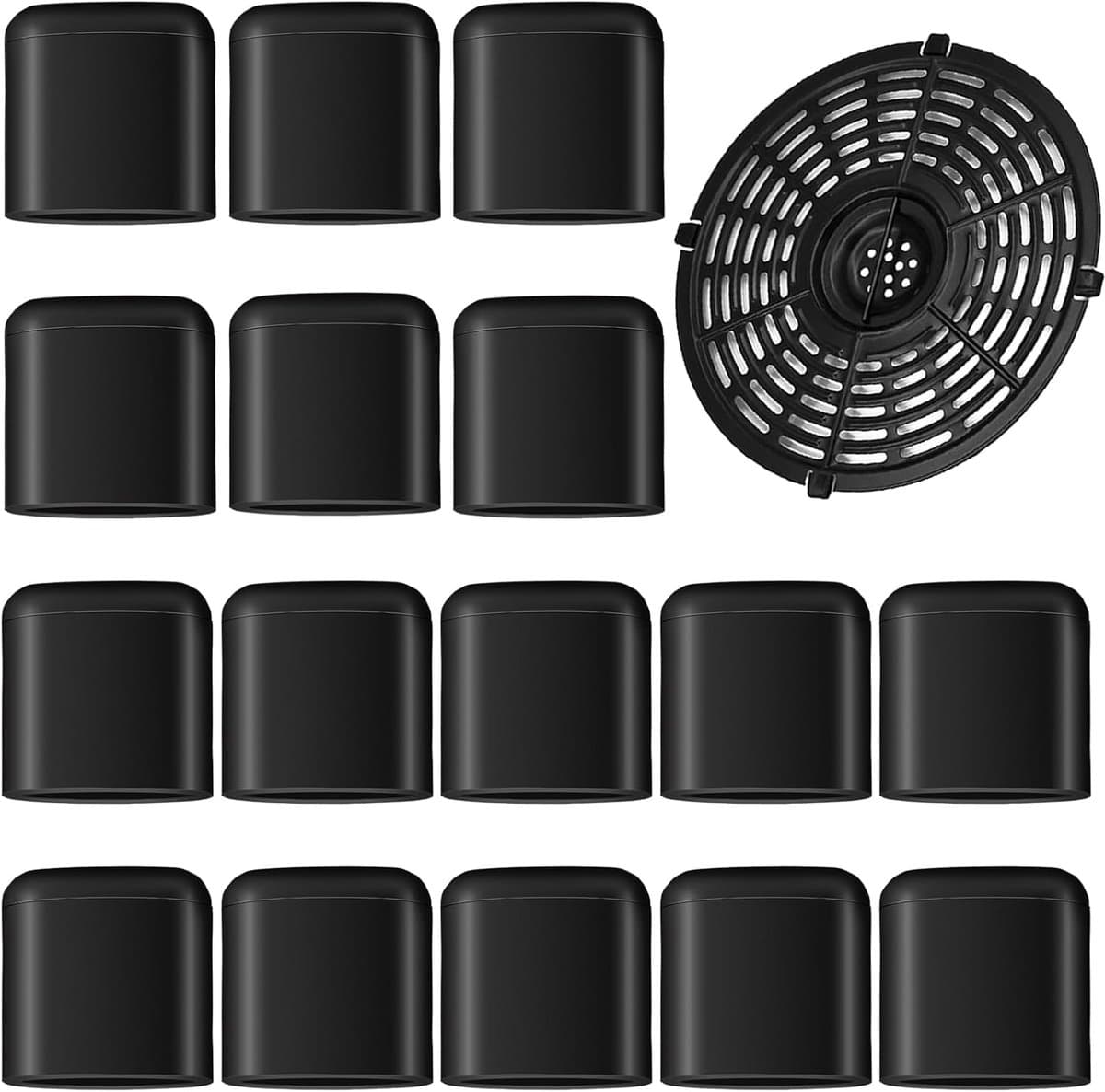 Sander Shop 16 stuks rubberen buffers, luchtfriteuse, anti-kras-beschermafdekkingen, luchtfriteuse onderdelen, grillplaat, siliconen zwarte rubberen voetjes, voor luchtfriteuses — afbeelding 1