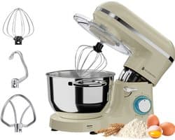 KitchenBrothers 2000W Keukenmachine - Keukenrobot - 6,2L - Mixer met Mengkom - Keukenmixer - BPA-vrij - Champagne