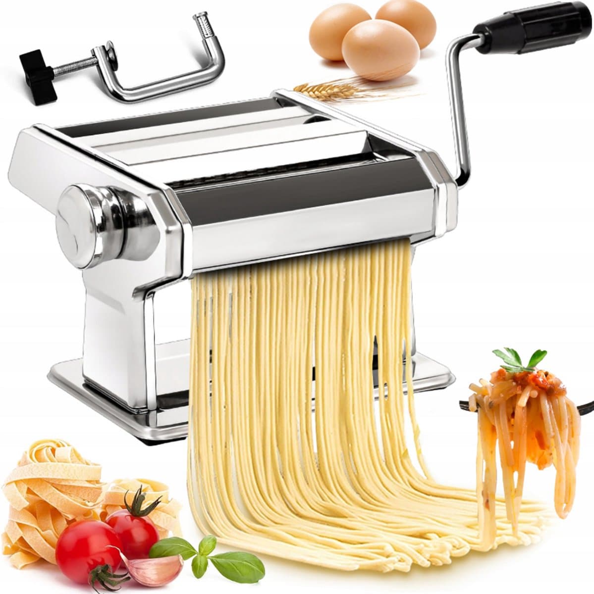 Professionele Pastamachine – RVS – Handmatig – Met Instelbare Dikte — afbeelding 1
