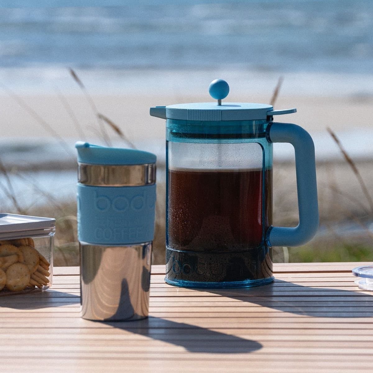 Bodum | Bean Cafetière voor ijskoffie / cold brew | Kunststof BPA-vrij | 1.5L | 12 kops | Blauw — afbeelding 1