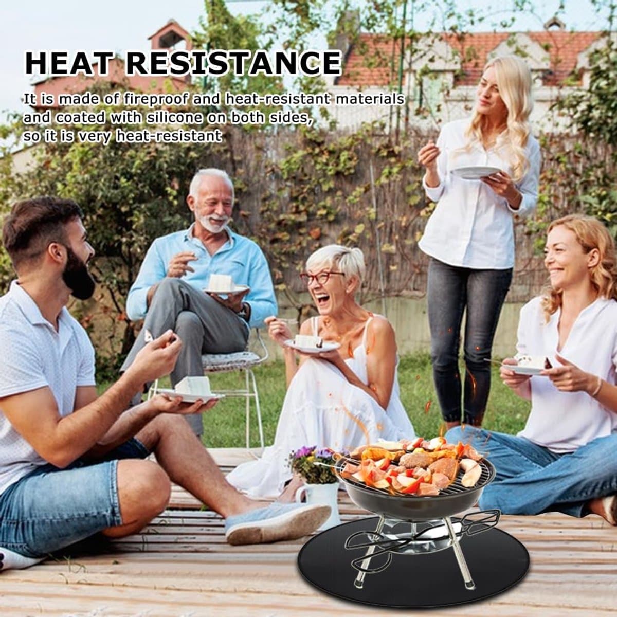 Candala cm, rond, vuurvaste onderlegger, herbruikbare vuurmat voor tafelhaard, siliconen coating, brandwerende mat, beschermingsdek en patio-mat — afbeelding 1