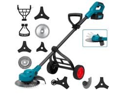 Grastrimmer - Accu Grastrimmer - Elektrische Grastrimmer - Draadloze Grastrimmer - Tuintrimmer - Bosmaaier - Grasmaaier - Onkruidtrimmer - Snoerloos - 10 Inch - 6000W - Voor 18V Accu - Verstelbare Hoek - Opvouwbaar - Zonder Accu - Compact Model