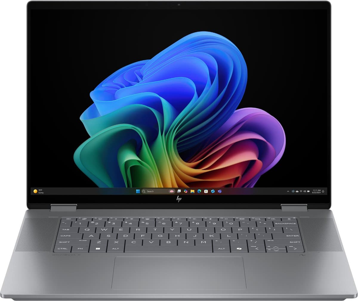 HP OmniBook X Flip Next Gen AI 16-ar0016nw Copilot+ PC AMD Ryzen AI 5 340 Hybride (2-in-1) 40,6 cm (16") Touchscreen 2K 16 GB LPDDR5x-SDRAM 1 TB SSD Wi-Fi 7 (802.11be) Windows 11 Home Zilver — afbeelding 1