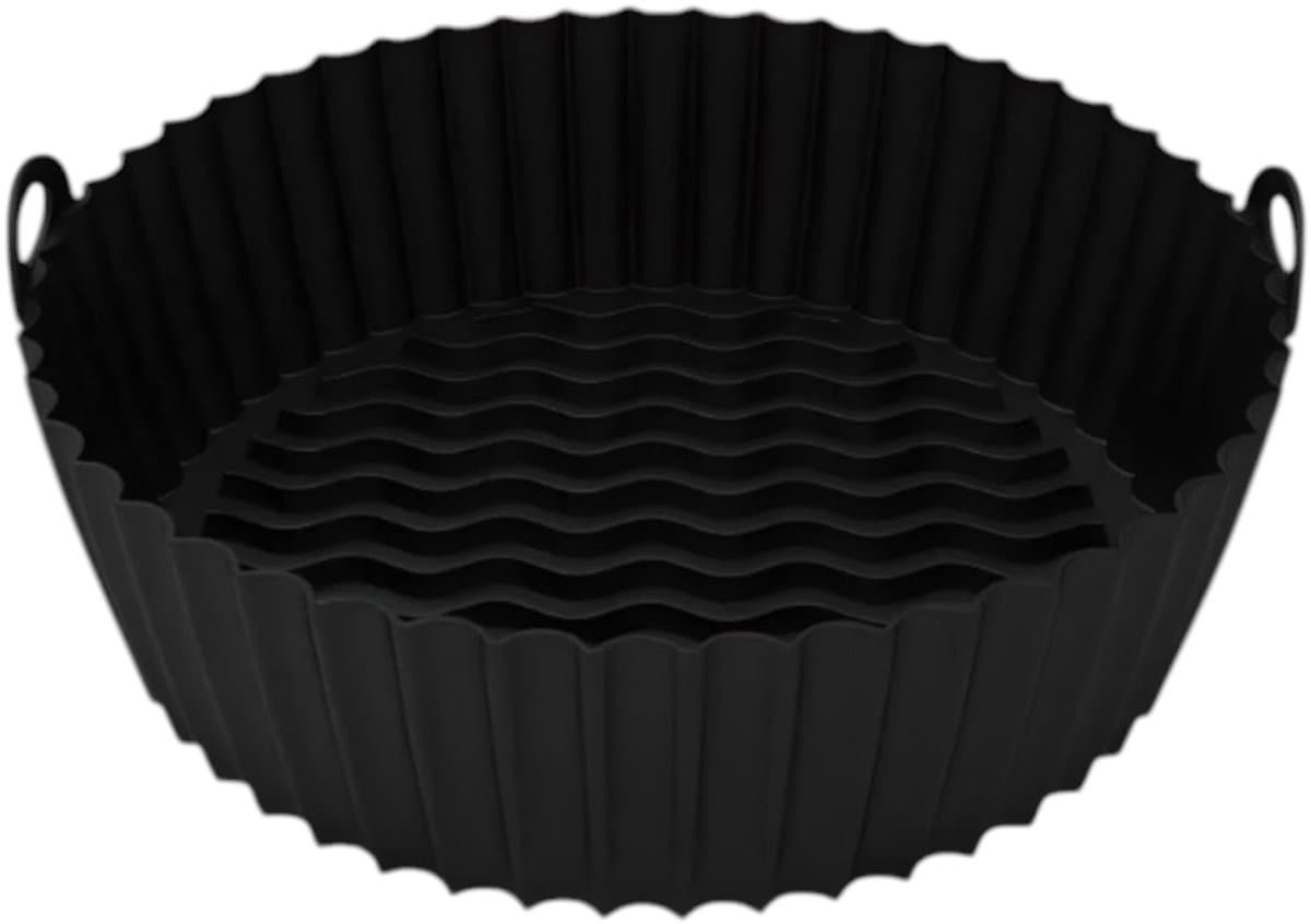 HipWare - Airfryer Siliconen mandje - Antiaanbaklaag - Vaatwasserbestendig - Rond - Zwart — afbeelding 1