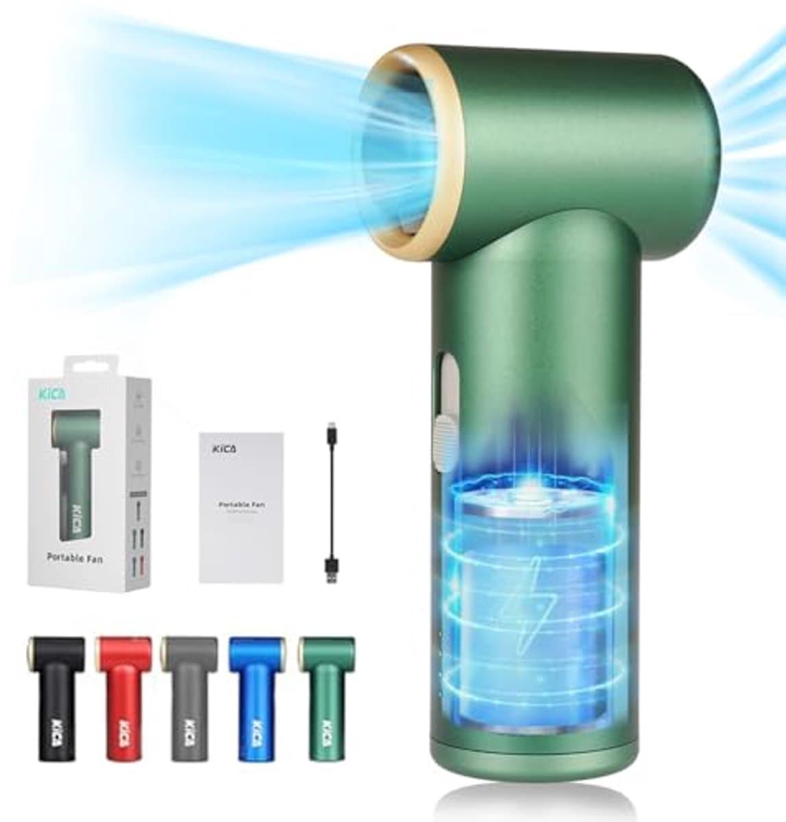 Draagbare Mini-Handventilator met Oplaadbare USB - 15 Uur Gebruiksduur en Traploze Snelheidsregeling - Perfect voor Reizen, Kantoor of Thuis - Groen — afbeelding 1