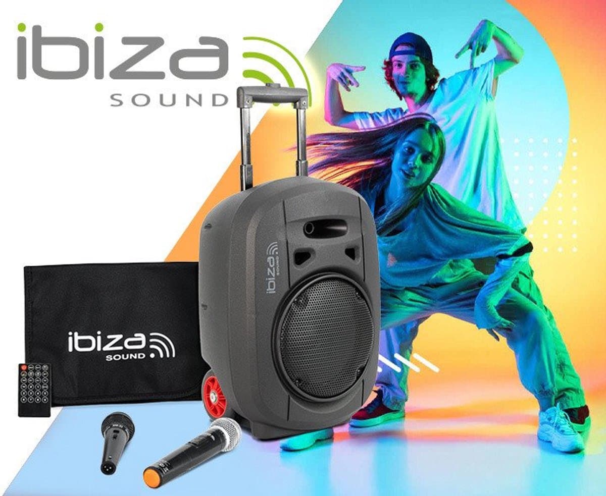 Ibiza PORT8UHF-MKII-TWS - draagbaar geluidssysteem met TWS en UHF-microfoon - 8 inch - Bluetooth - MP3 - artiesten - TWS-stereo — afbeelding 1