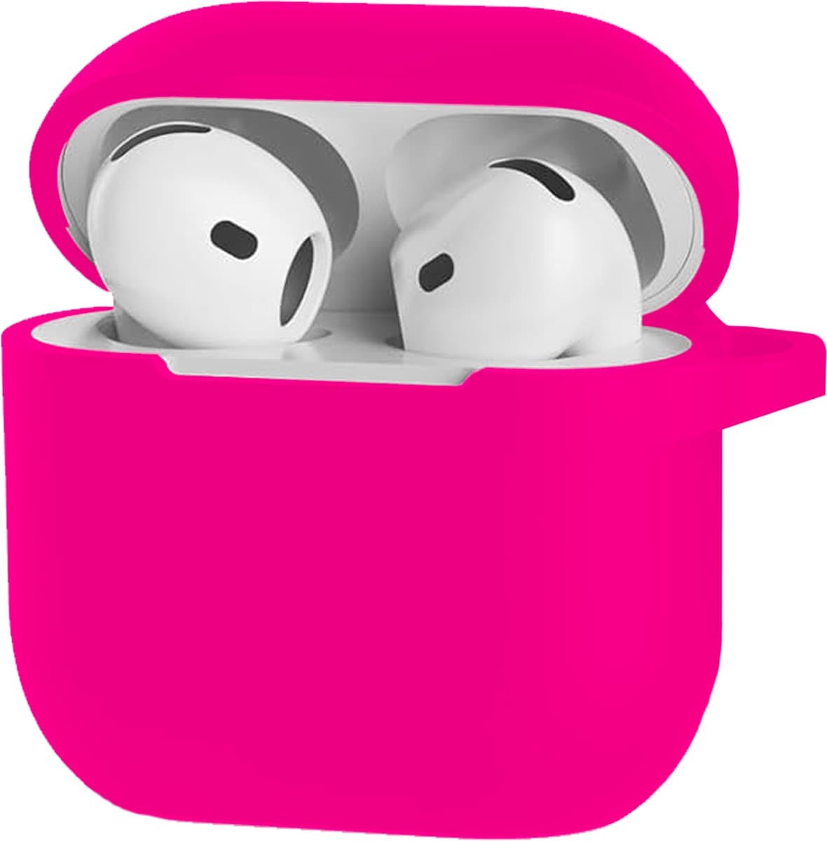 Hoesje - Geschikt voor Apple AirPods 4 - Siliconen Hoes met Clip - Silicone Case Cover - Roze — afbeelding 1
