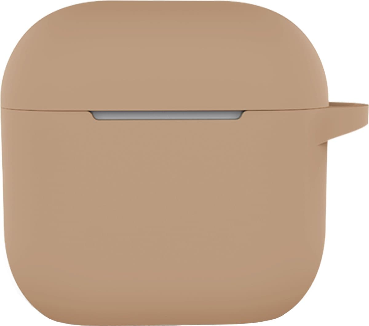 Hoesje - Geschikt voor Apple AirPods 4 - met Clip - Siliconen Hoes - Silicone Case Cover - Zand — afbeelding 1