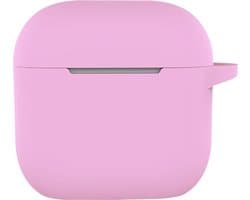 Hoesje - Geschikt voor Apple AirPods 4 - met Clip - Siliconen Hoes - Silicone Case Cover - Flamingo