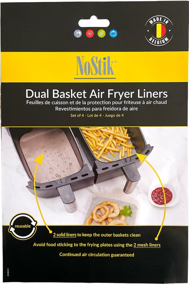 NoStik Friteuse Air Fryer folie dual basket set 4 stuks. — afbeelding 1