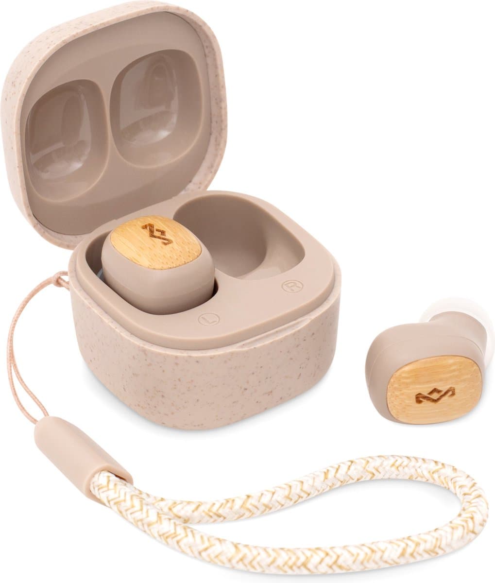 House of Marley Smile Jamaica TWS Draadloze Oordopjes - Bluetooth Oortjes Draadloos - 14 uur Batterijduur - Met Microfoon - Gemaakt van Duurzame Materialen - Cream — afbeelding 1
