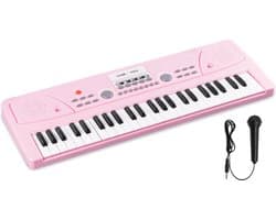 Speelgoed piano kinderen - MAX KD49P kinder piano met 49 toetsen - Ingebouwde ritmes en microfoon - Roze